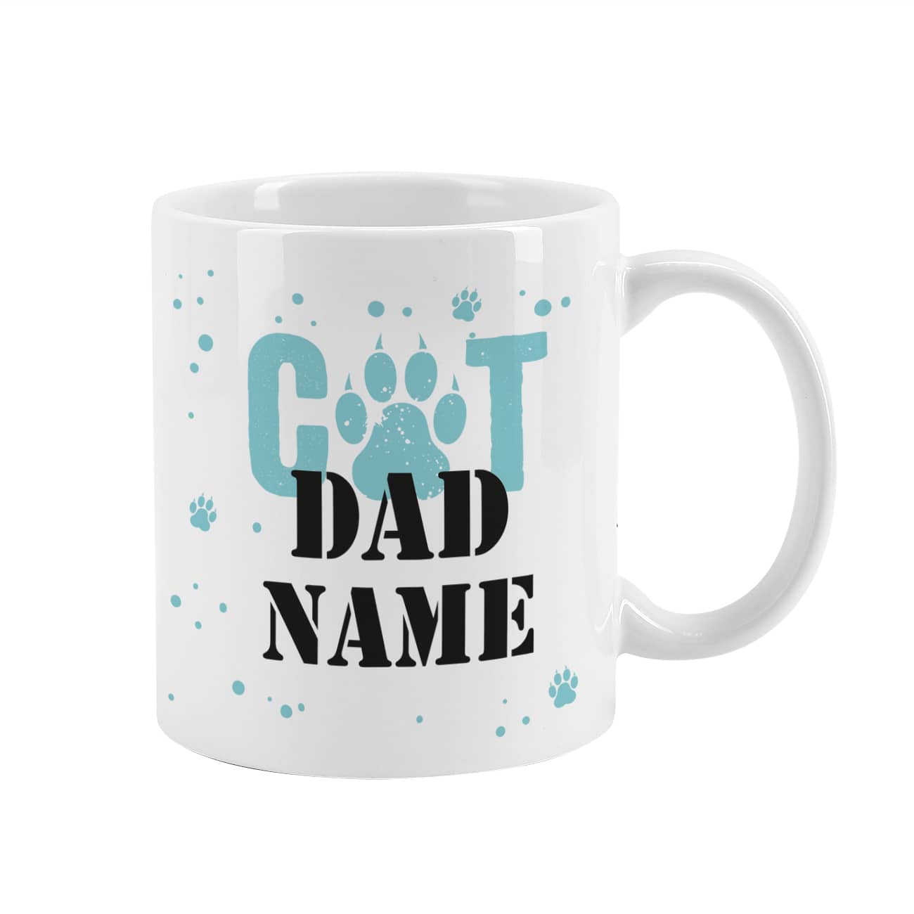 Tasse "Cat Dad" mit Katzenpfoten und einen Namen Ihrer Wahl bedruckt