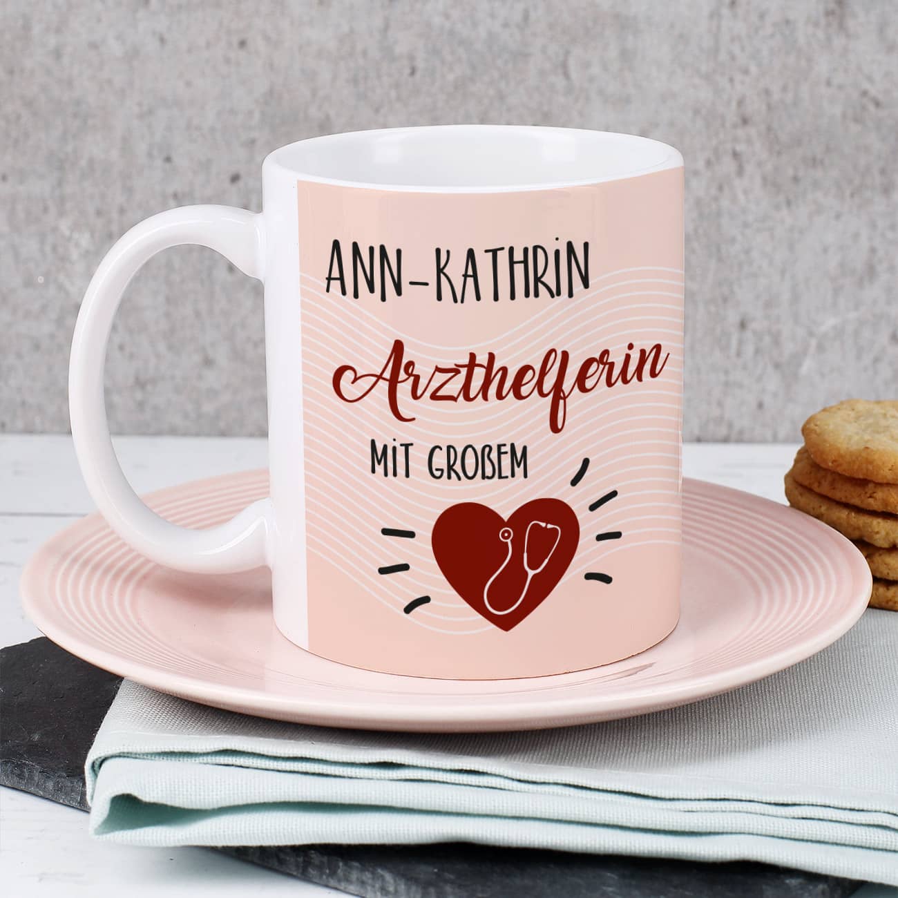 Tasse als Dankeschön für Arzthelferin mit großem Herz