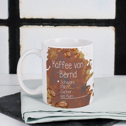 "Kaffee von" - Individuelle Kaffeetasse mit Name und Text
