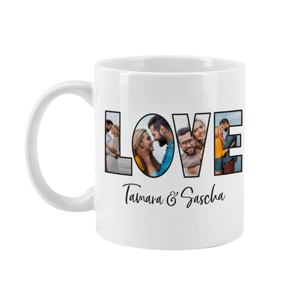 LOVE Fototasse mit Wunschtext