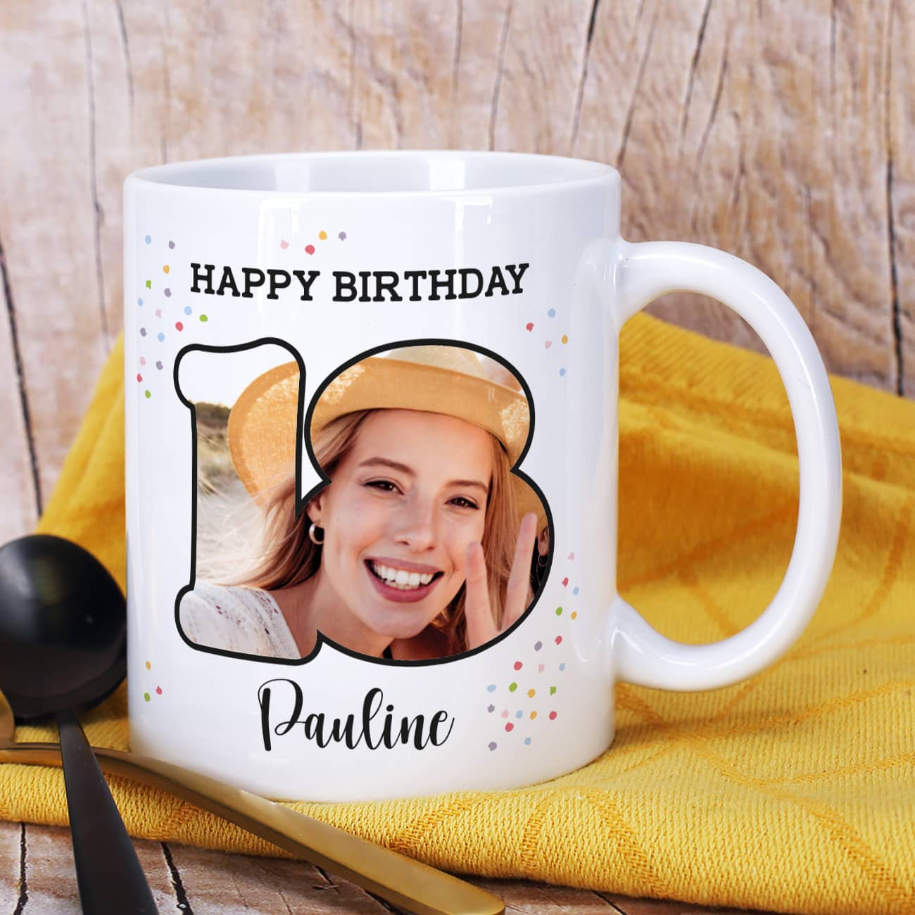 Happy Birthday 18 Fototasse mit Name