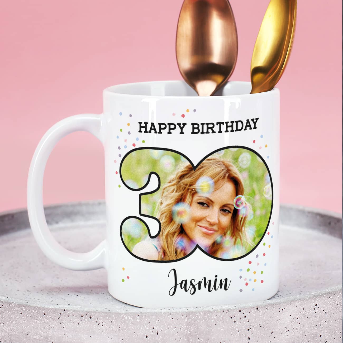 Fototasse als Geschenk zum 30. Geburtstag mit Name