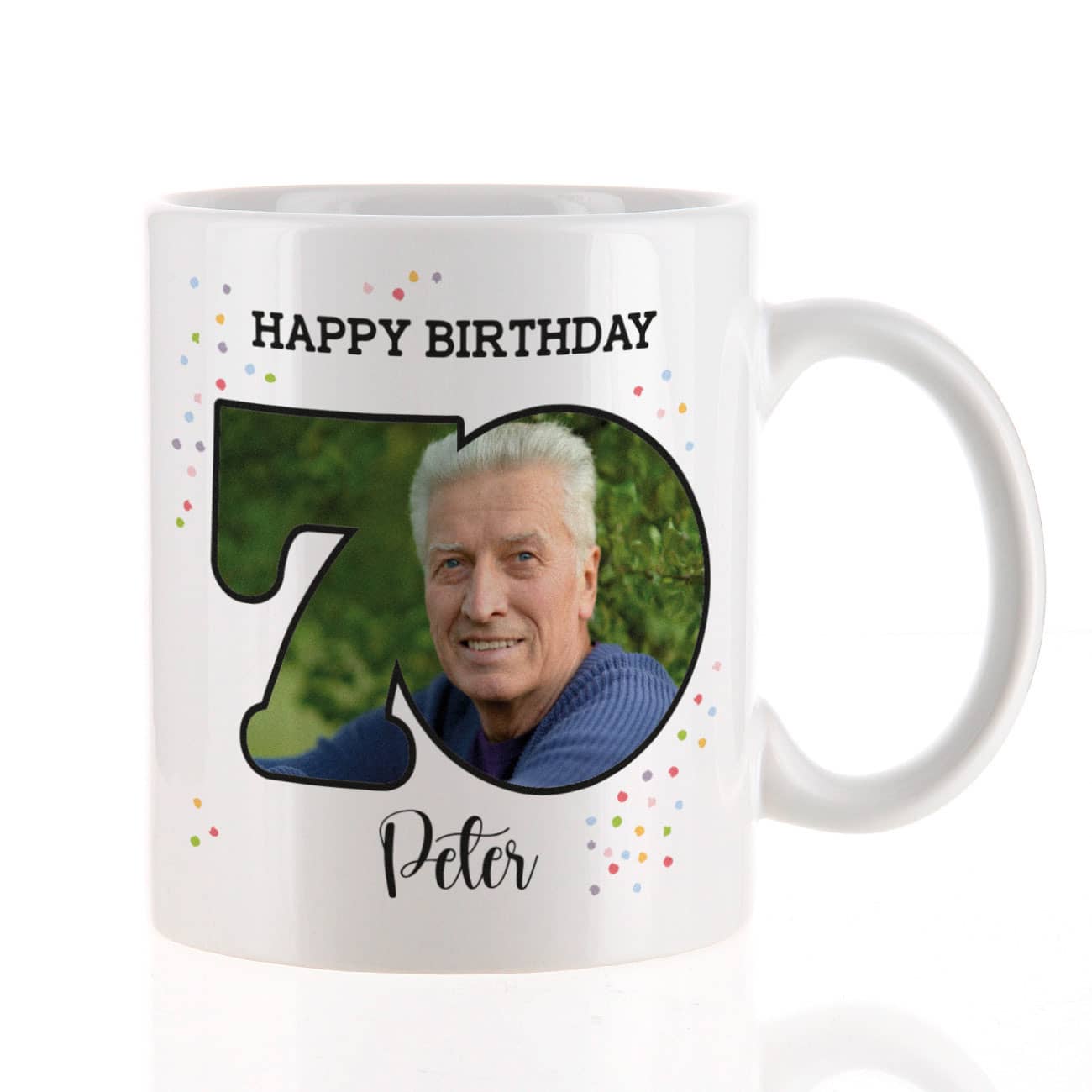 Tasse mit Foto zum 70. Geburtstag 