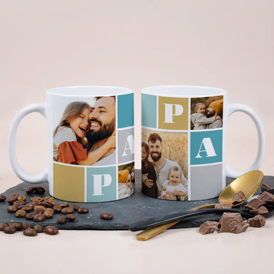 Fototasse für Papa mit 4 Fotos nach Wunsch bedruckt