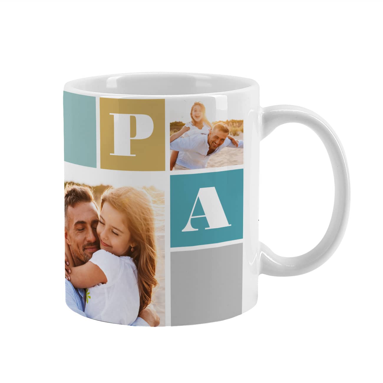 Tasse mit 4 Fotos für Papa bedruckt
