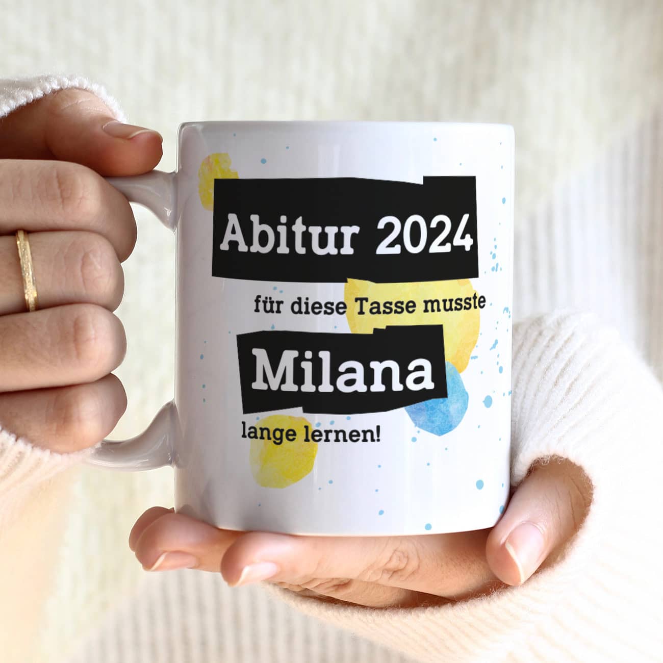 Für diese Tasse musste ich lange lernen - Tasse mit Name zum Abitur 2024