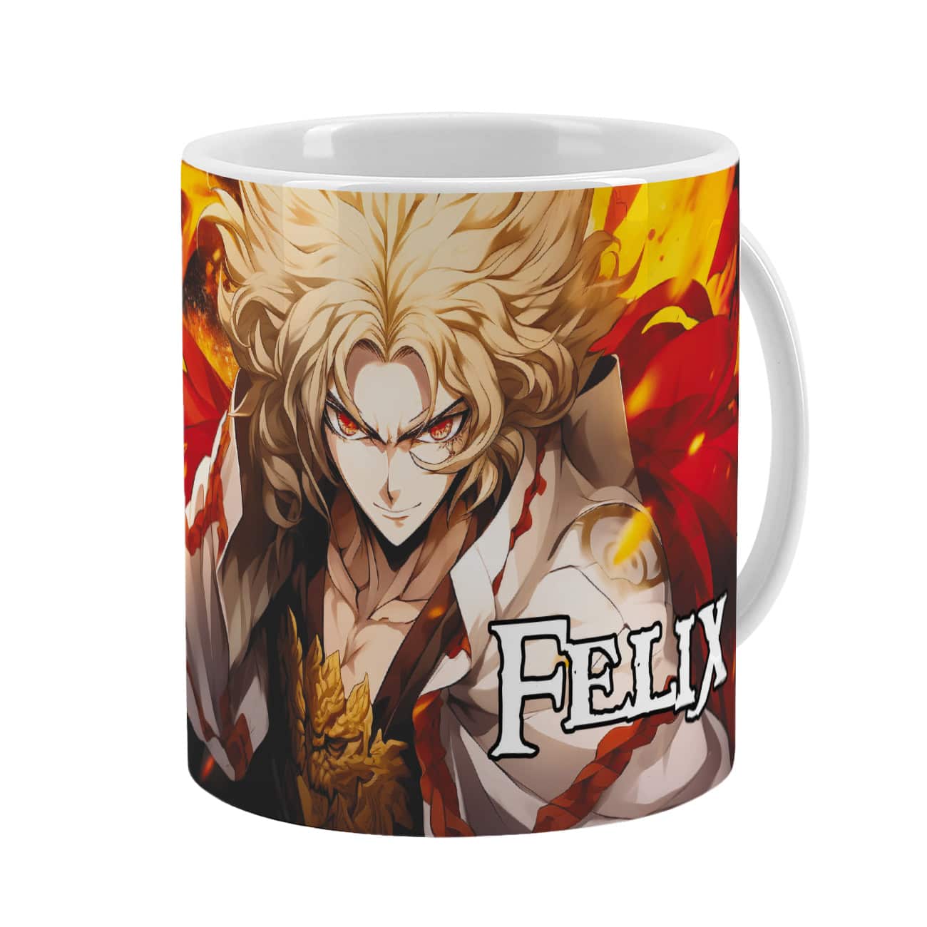 Neue Lieblingstage für Anime-Fans - Tasse mit Feuerkrieger und Name