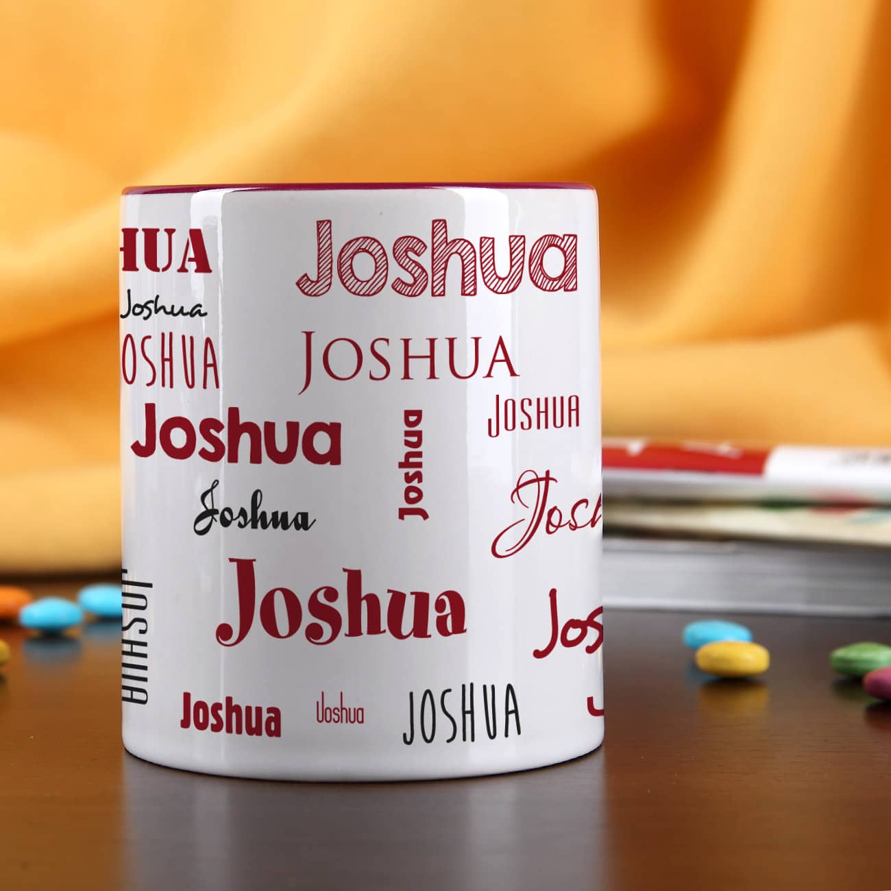 Rundum mit Name nach Wunsch bedruckt