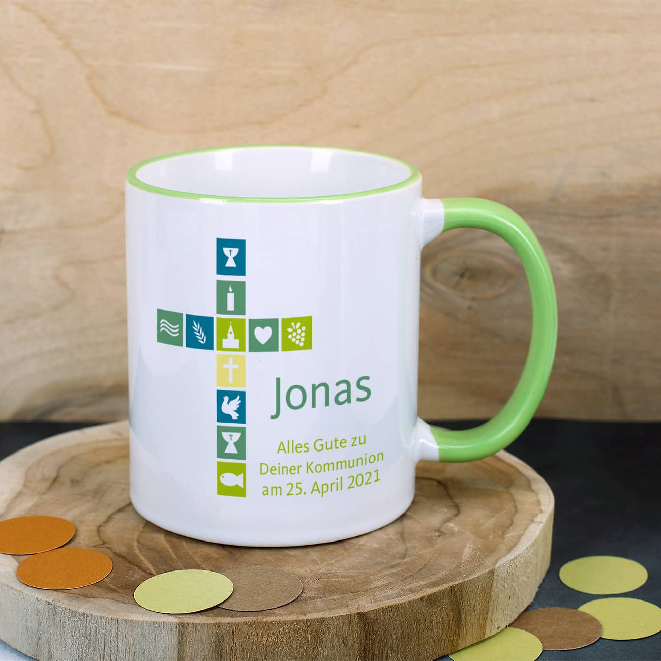 Bedruckte Keramiktasse als Geschenkidee für kirchliche Anlässe