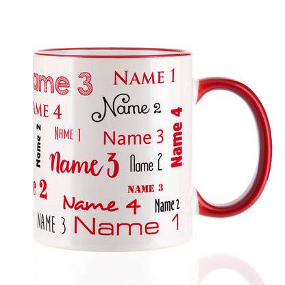 Familientasse mit vier Namen, rot