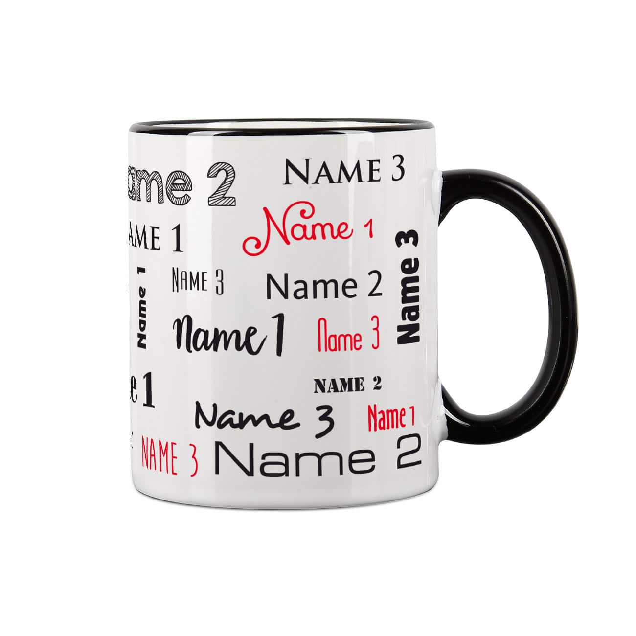 Familientasse mit drei Namen, schwarz