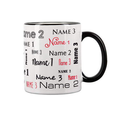 Familientasse mit drei Namen, schwarz
