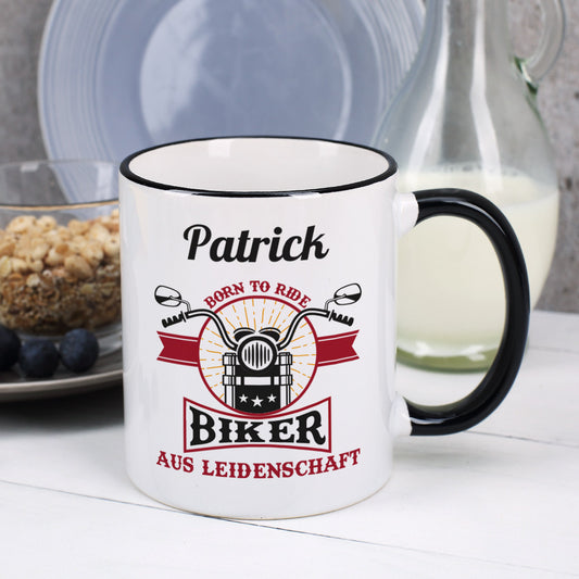 Biker aus Leidenschaft - Tasse mit Motorrad und Name