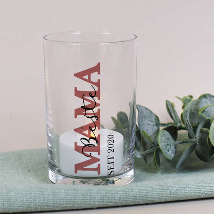 Kerzenglas mit Text und Jahr personalisiert