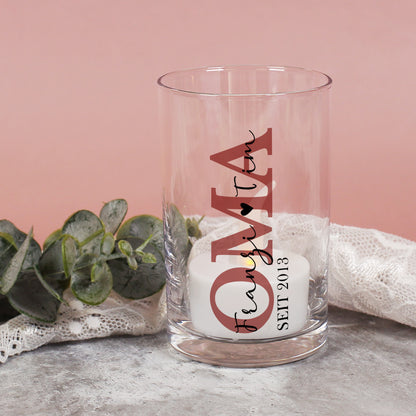 Personalisiertes kleines Windlicht als Geschenk für Oma