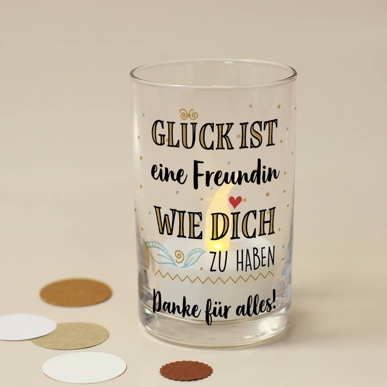 Kleines Windlicht für Teelichter als Dankeschön