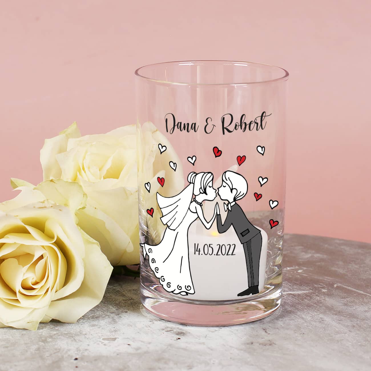 Geschenk zur Hochzeit als kleines Windlicht