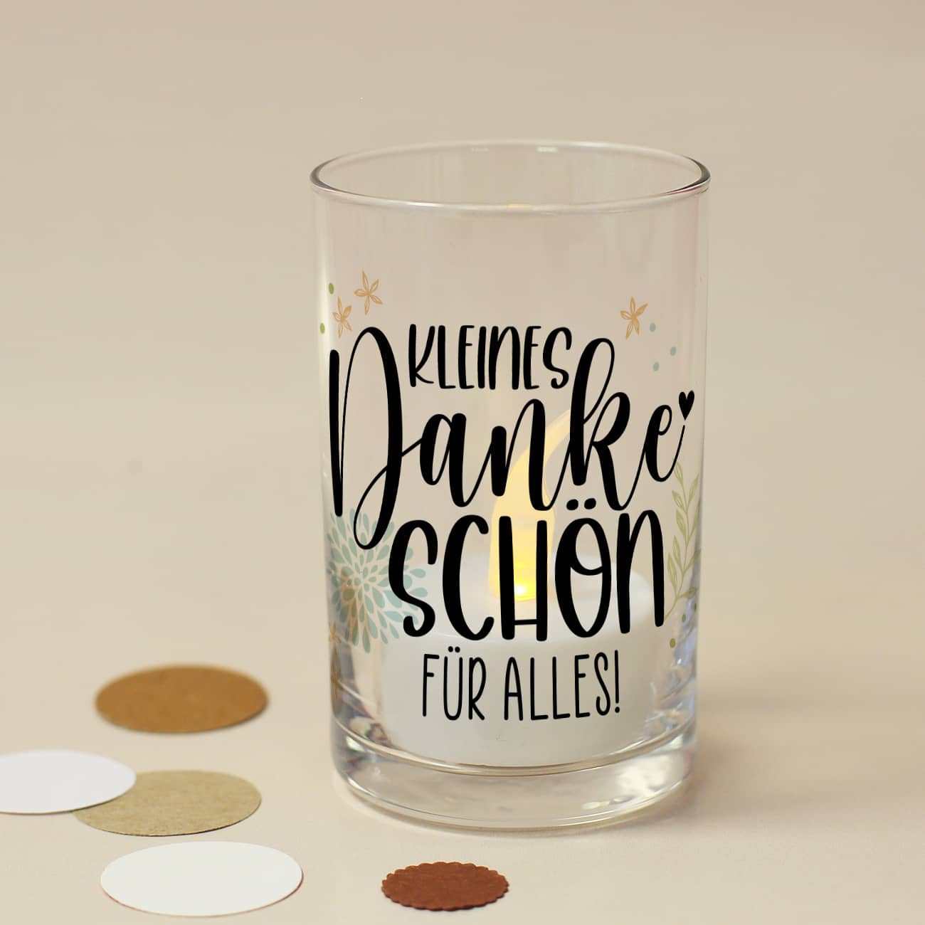 Personalisiertes kleines Windlicht als Dankeschön