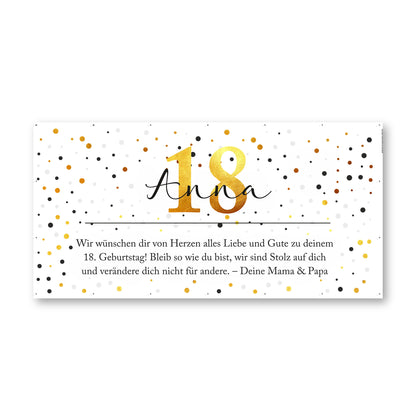 Großer Bauzaun Banner zum Geburtstag mit Name, Alter & Wunschtext personalisiert | Konfetti Design