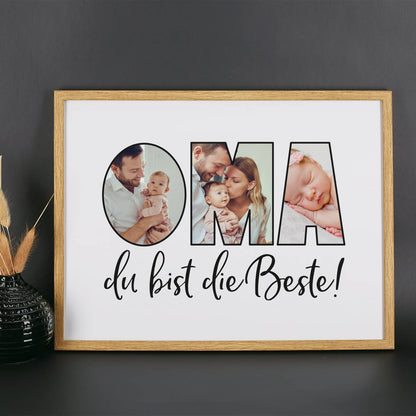 Persönlicher Bilderrahmen für die beste Oma mit Fotos