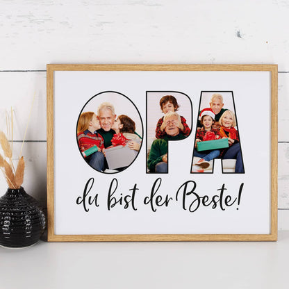 Foto-Geschenk für den besten Opa mit Rahmen in Holzoptik