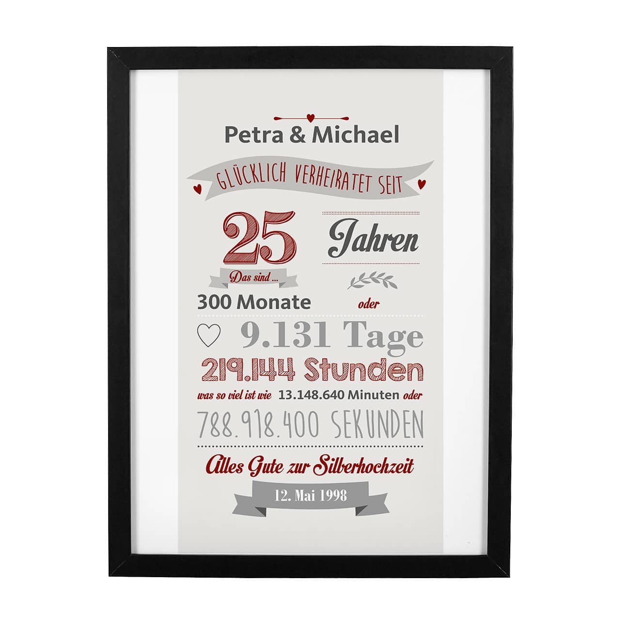 mit Ihrem Wunschnamen und Datum bedruckt