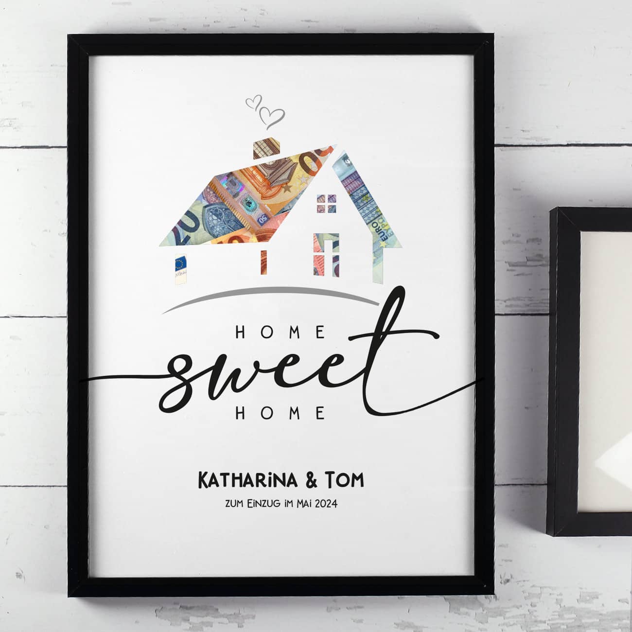 Geldgeschenk im Bilderrahmen zum Richtfest, Umzug oder Hausbau