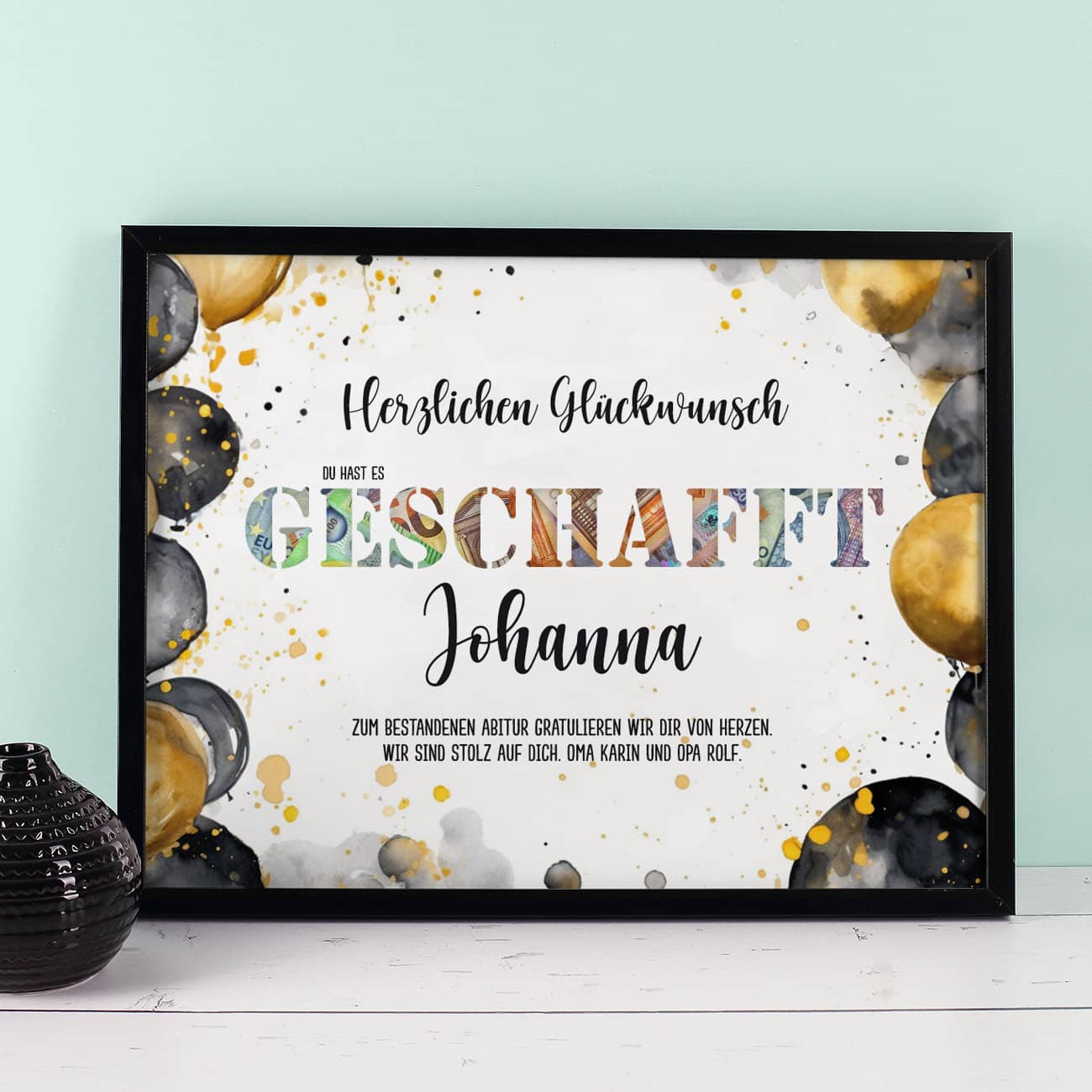 GESCHAFFT - Bilderrahmen Geldgeschenk zu Schulabschluss und mehr