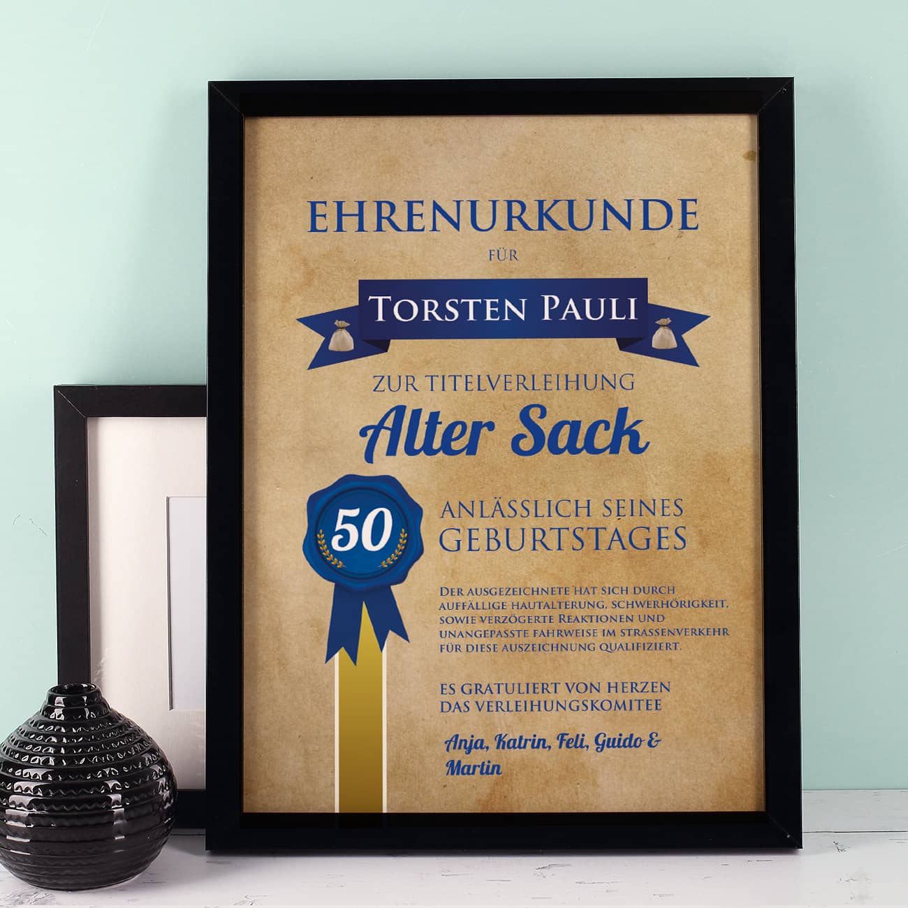 Ehrenurkunde Alter Sack