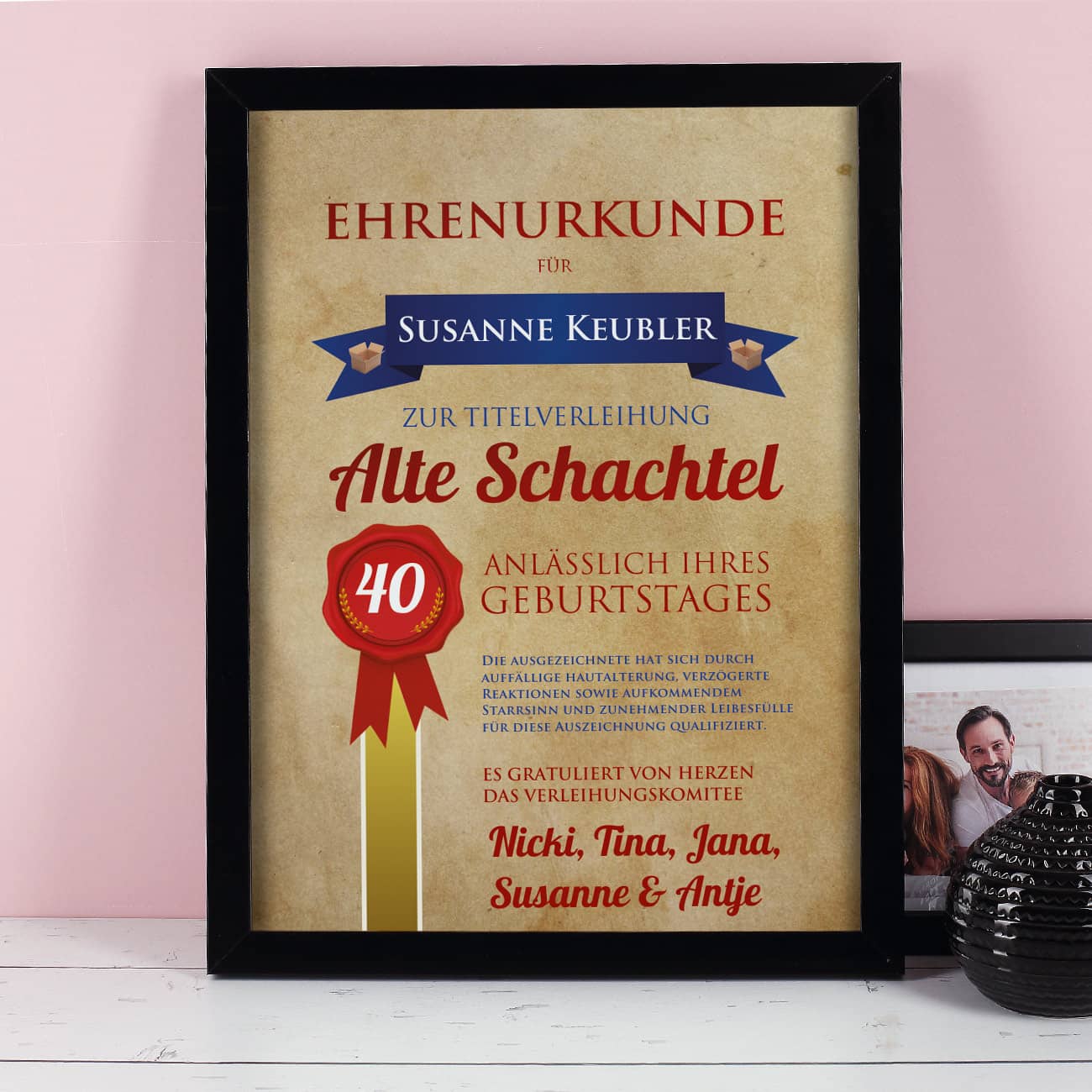 Ehrenurkunde für alte Schachteln