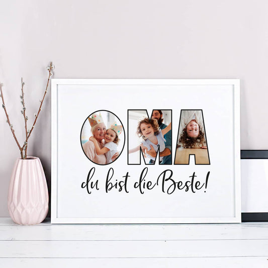 Persönlicher Bilderrahmen für die beste Oma mit Fotos