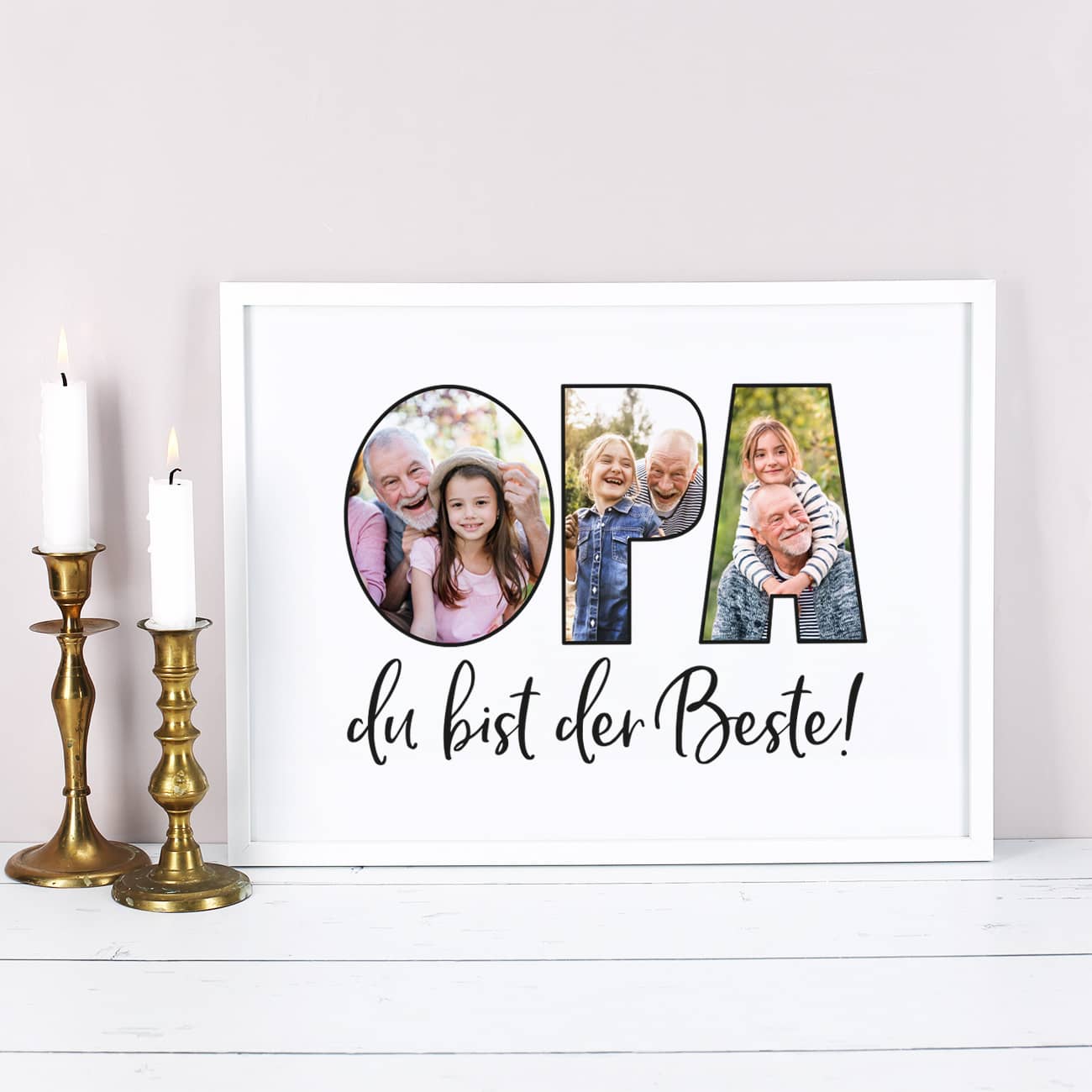 Schriftzug "Opa du bist der Beste!" mit Foto-Motiv