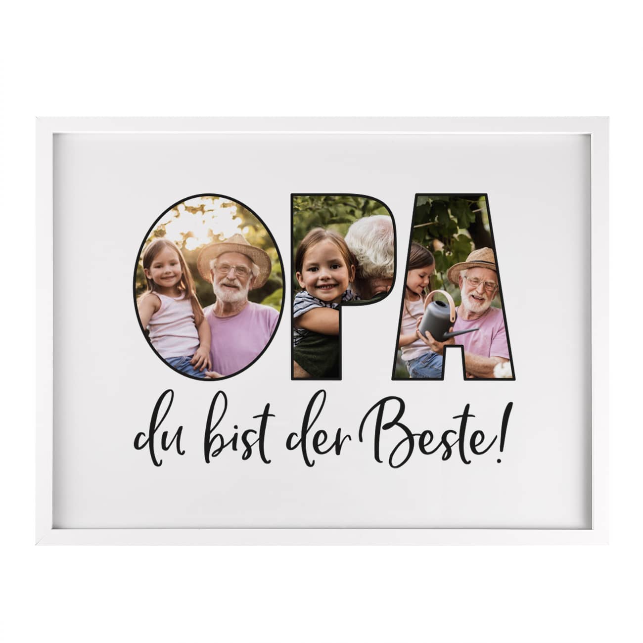 Weißer Bilderrahmen 30x40cm mit Opa-Motiv