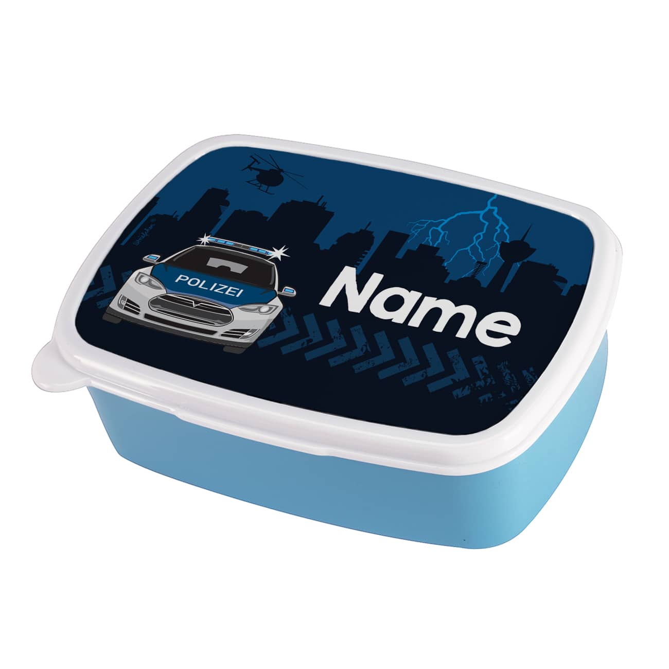 Brotdose mit Name nach Wunsch personalisiert und mit Polizei Motiv bedruckt