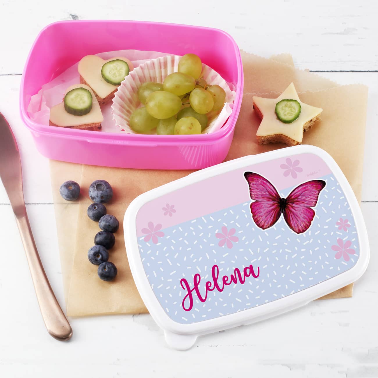 Brotdose mit Schmetterling und Name