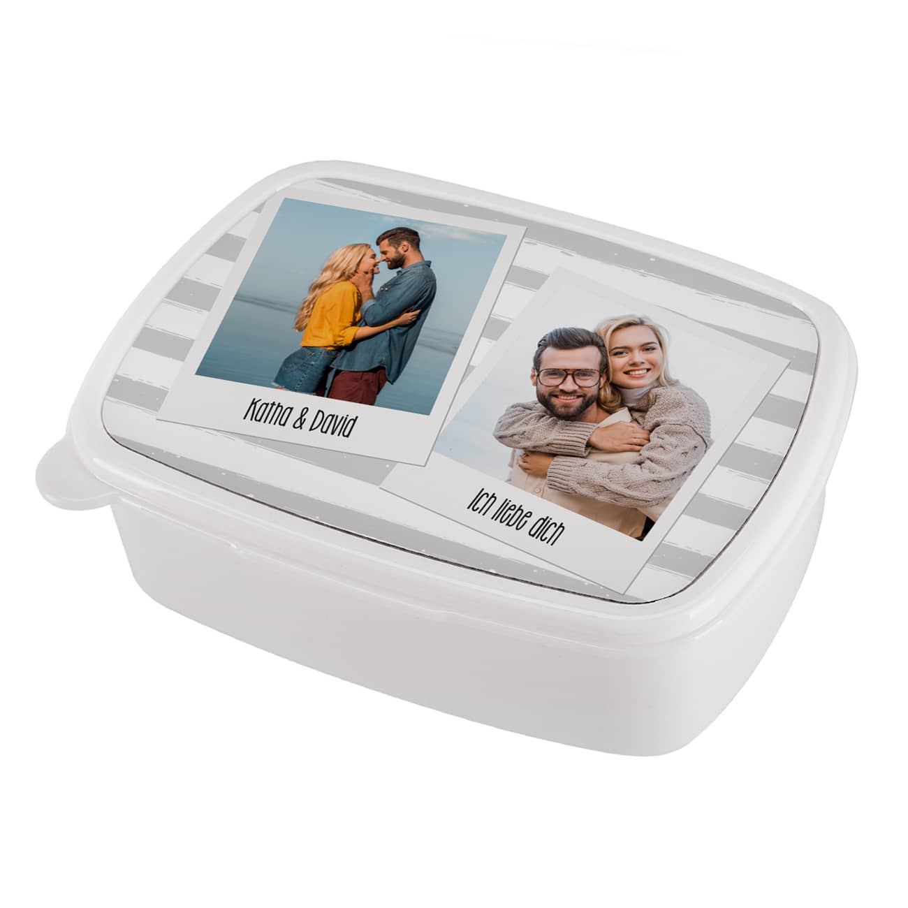 Mit zwei Fotos und zwei Zeilen Text nach Wunsch