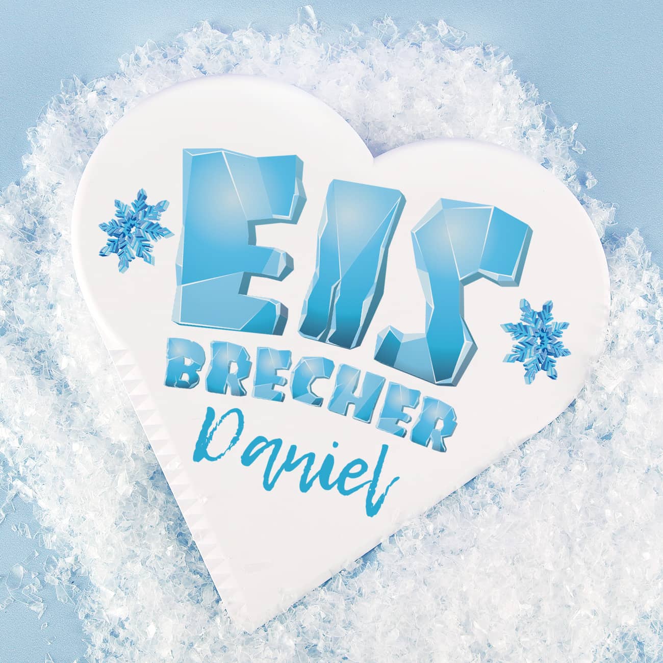 Eiskratzer in Herzform mit Eisbrecher-Aufschrift und Name nach Wunsch