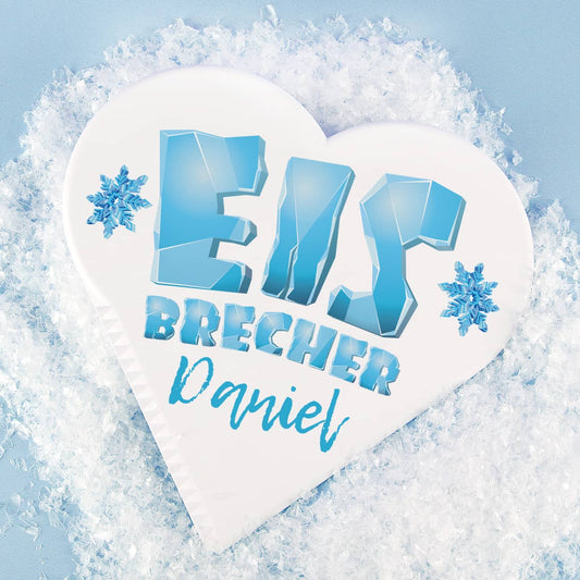 Eiskratzer in Herzform mit Eisbrecher-Aufschrift und Name nach Wunsch