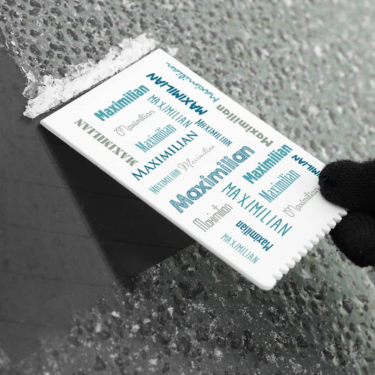 Eiskratzer mit Ihrem Namen in verschiedenen Schriftarten