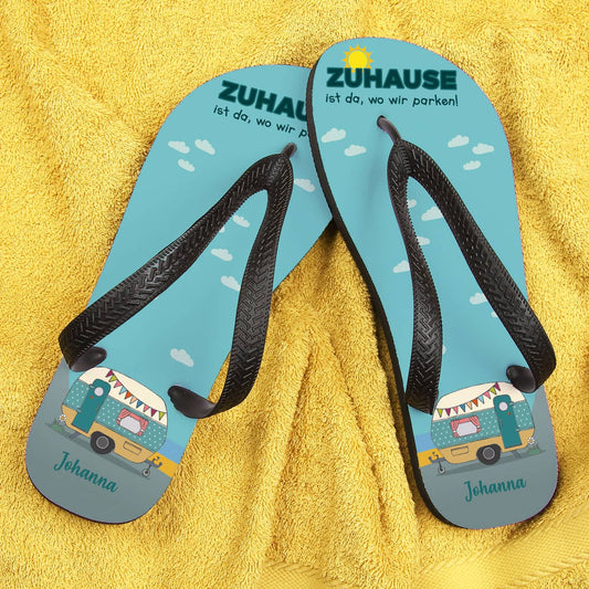 Flip Flops - Zuhause ist da, wo wir parken - mit Camping-Motiv