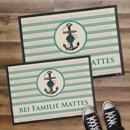 Maritime Fussmatte mit Wunschtext 2 Größen