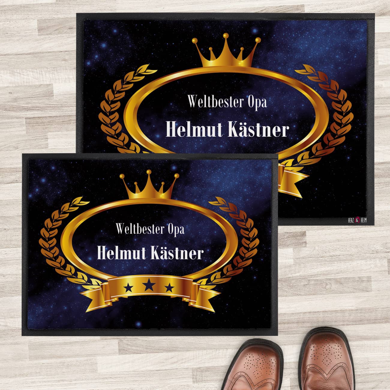 Fussmatte mit Krone Wunschtext - 2 Größen