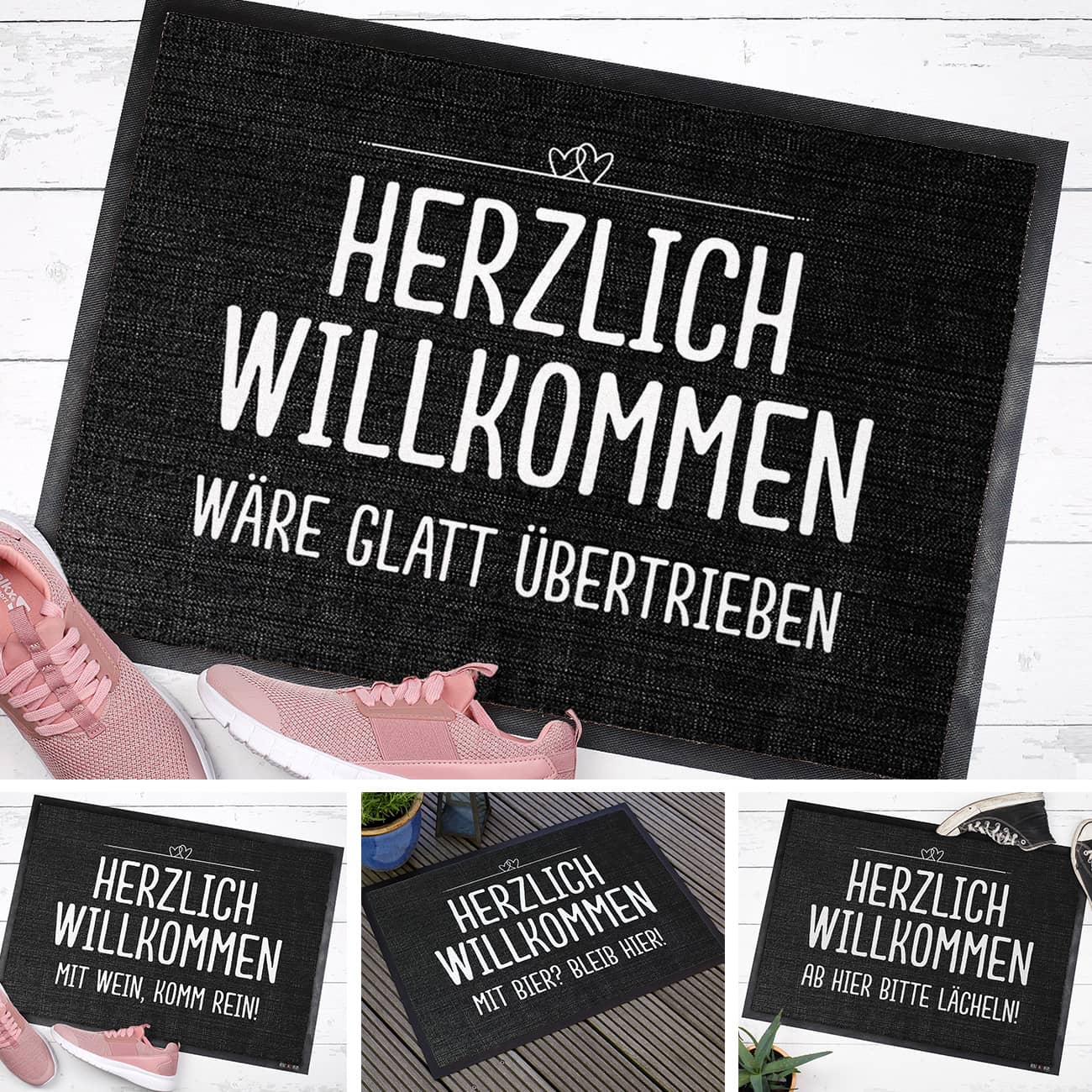 Herzlich Willkommen - Fussmatte mit Ihrem Spruch