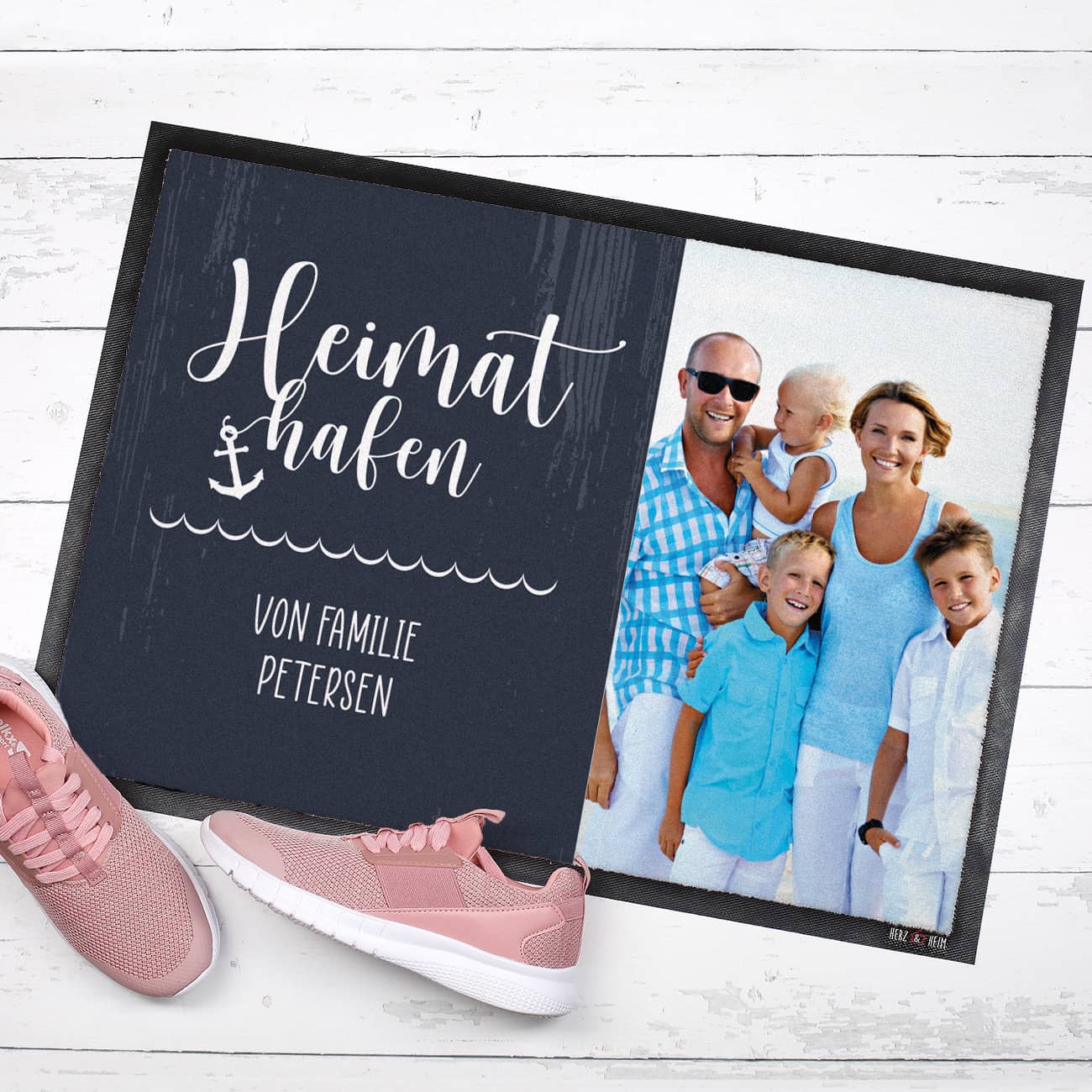 Heimathafen Fußmatte mit Foto und Text, 70 x 50 cm