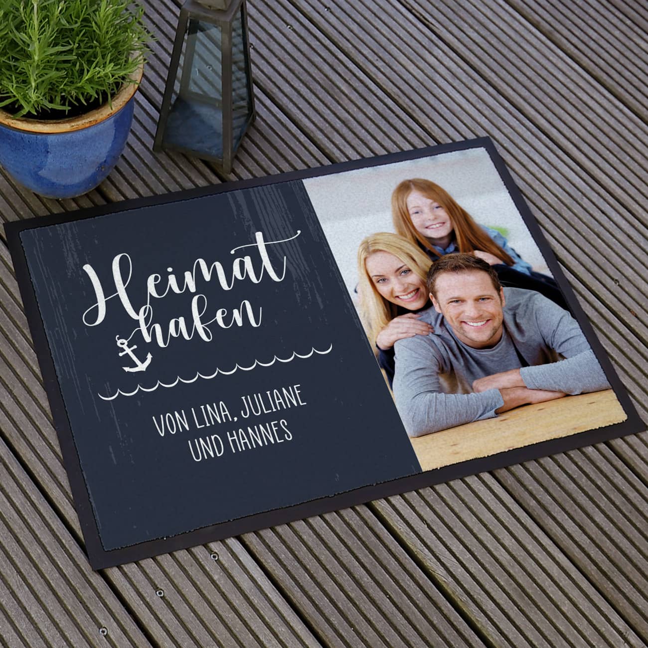 Persönliche Heimathafen Fußmatte mit Foto und Text
