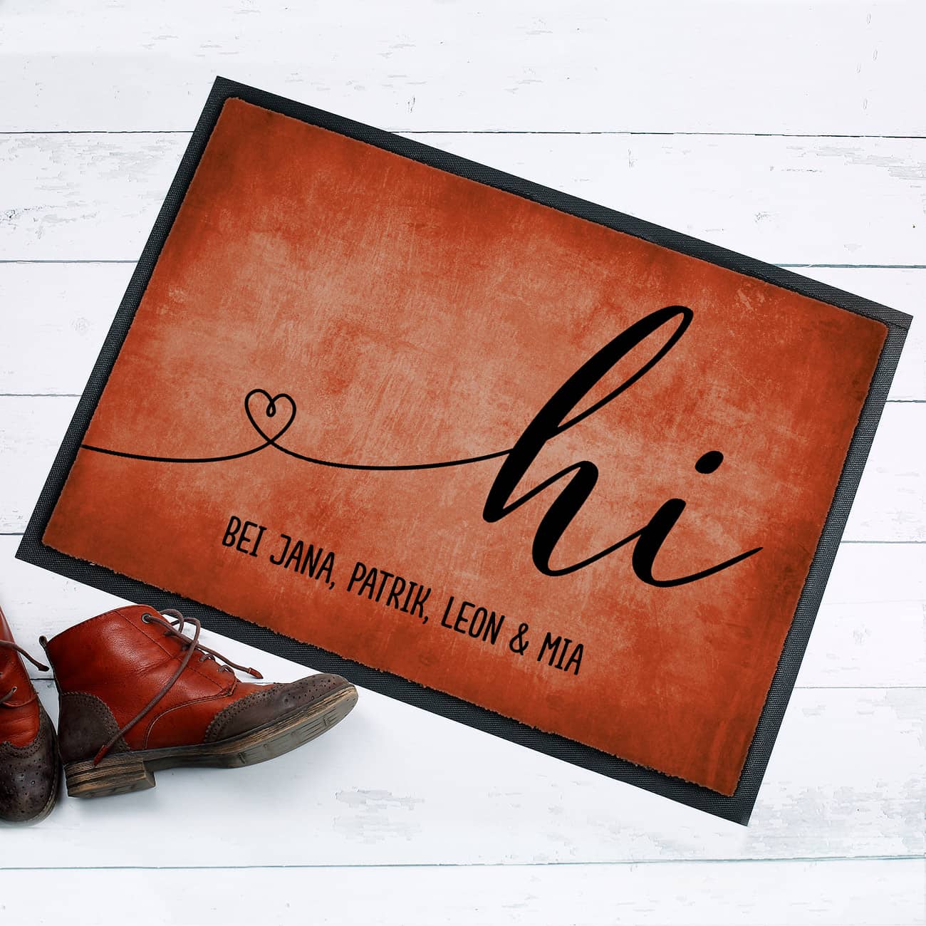 Hi Fußmatte in rot mit Namen
