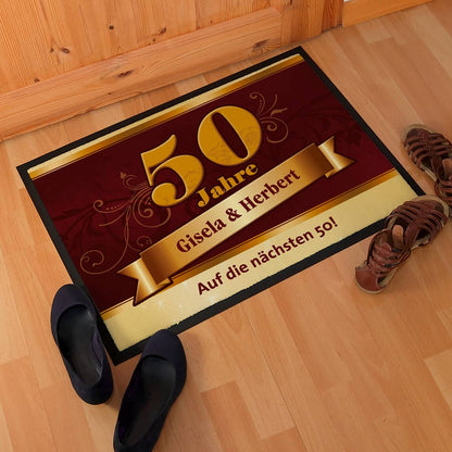 Fußmatte zur Goldenen Hochzeit mit großer 50