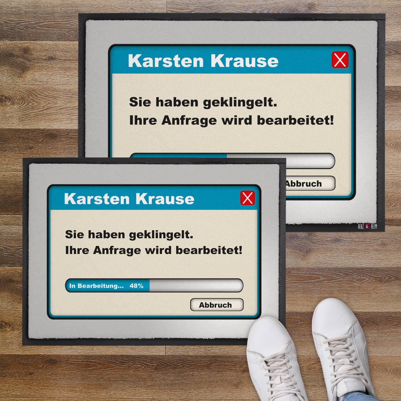 Personalisierte Fußmatte Ihre Anfrage wird bearbeitet - 2 Größen