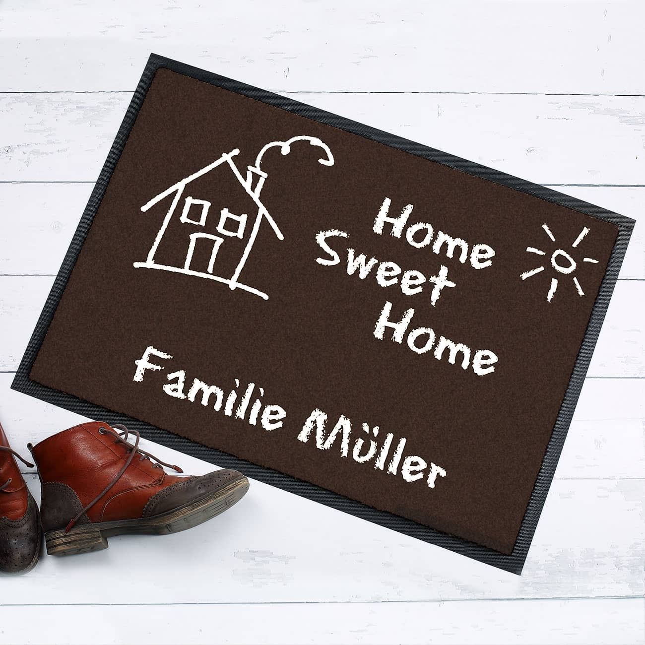  Fußmatte -Home Sweet Home- in Tafeloptik