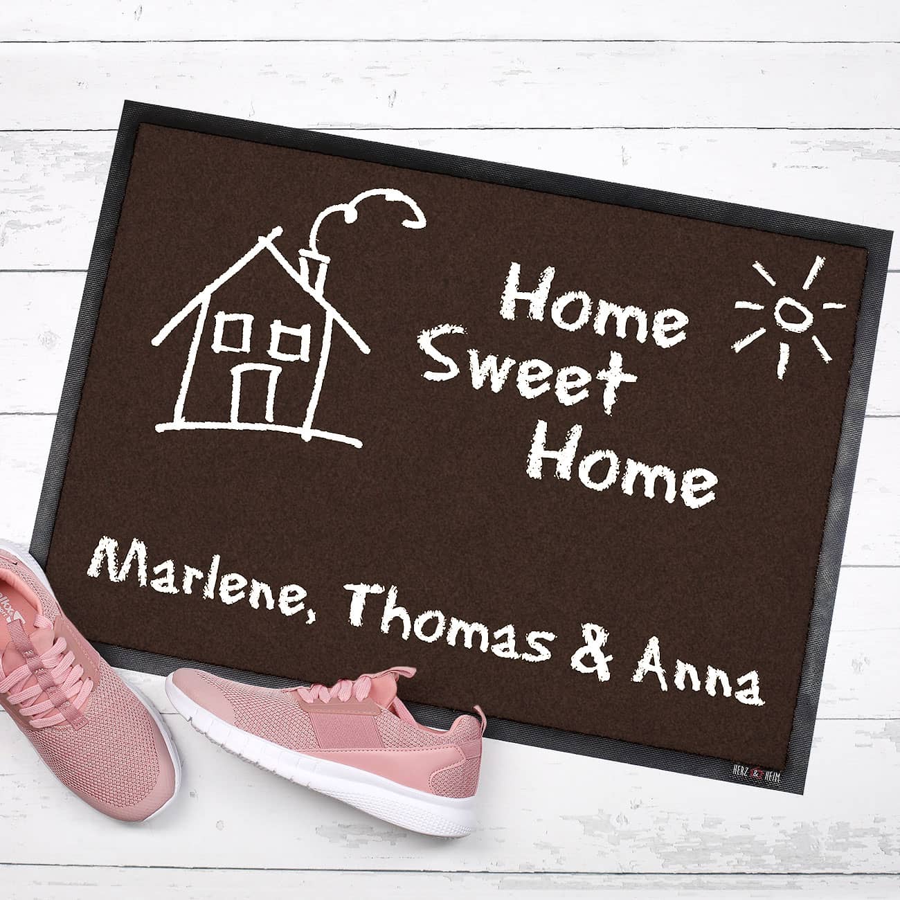  Fußmatte -Home Sweet Home- in Tafeloptik